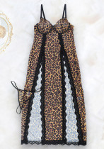 Women Half See-Through Lace Suspender Dress Sexy Lingerie Set