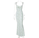 Women Spring Floral Suspender Dress