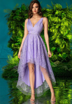 Women Spring and Summer Mesh Embroidery V Neck Sexy Formal Party Dress Women Spring and Summer Mesh Embroidery V Neck Sexy Formal Party Dress