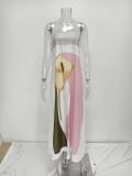 Women Spring sleeveless strapless sexy backless print dress