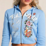 Women Graffiti Print Hoodies and ShortsTwo Piece Set
