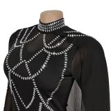 Women Elegant Beaded Cape Dress