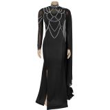 Women Elegant Beaded Cape Dress