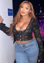 Plus Size Women Spring Summer Sexy Lace Cardigan Button Long Sleeve Crop Top Plus Size Women Spring Summer Sexy Lace Cardigan Button Long Sleeve Crop Top