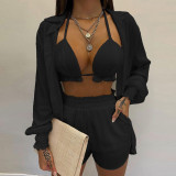 Women sexy Spring beach shorts Three-Piece