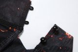 Women Summer Street Trend Mesh See-Through Print Backless Jumpsuit