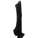 Women Elegant Beaded Cape Dress