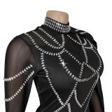 Women Elegant Beaded Cape Dress