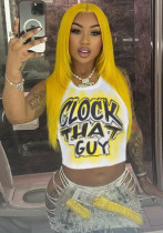 Women American Letter Print Crop T-shirt Summer Top