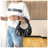 women Korean one-shoulder bag French bag fashion pleated handbag underarm bag