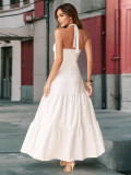 Women sexy suspender Halter Neck Cascading Ruffles Dress