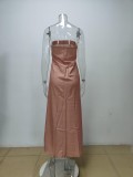 Women Spring sleeveless strapless sexy backless print dress