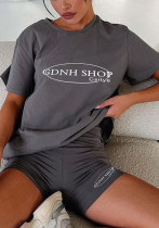 Women summer Casual print Top and shorts Two Piece Set