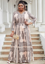 Plus Size women's clothing elegant loose Casual pleated chiffon long dress for women