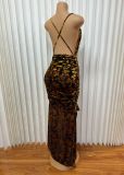 Cross Lace-Up sexy Low Back Pleated irregular dress for women