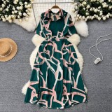 Chic Short-Sleeve Summer Holiday Slim Waist Print Dress