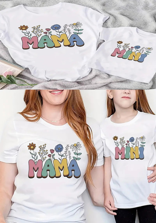 Trendy Mother-Child T-Shirts for Summer Travel Mother's Day Photo-Ready Outfit