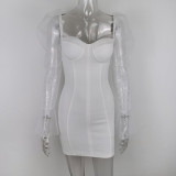 Women's Strapless Mesh Patchwork Bodycon Nightclub Dress