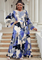 Plus Size women's clothing Chic elegant lace Patchwork loose Casual long dress