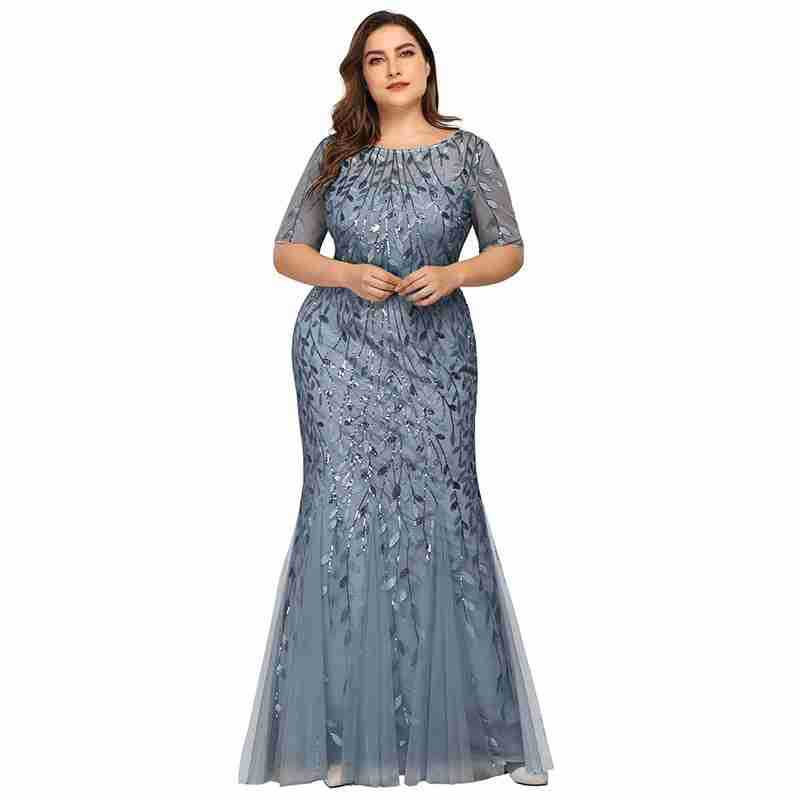 Women Lace Mesh Formal Party Fishtail Evening Dress