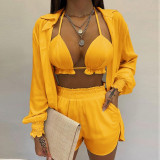 Women sexy Spring beach shorts Three-Piece