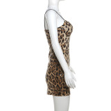 Spring women's clothing fashion sequin leopard straps Bodycon Dress