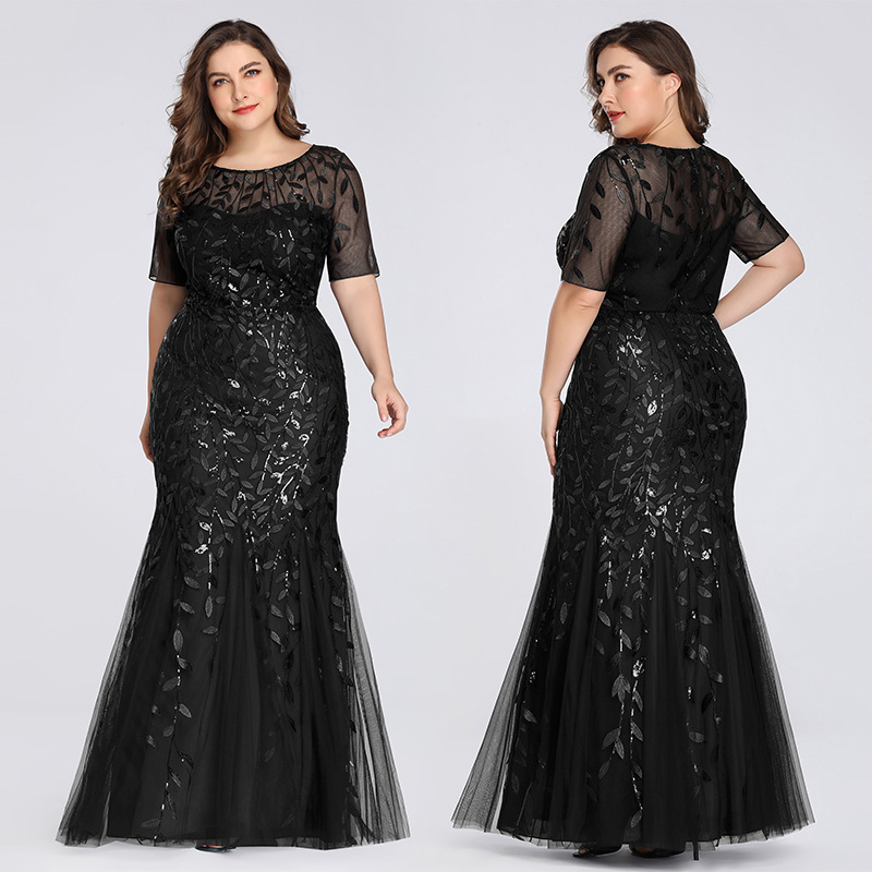 Women Lace Mesh Formal Party Fishtail Evening Dress