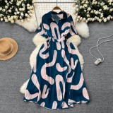 Chic Short-Sleeve Summer Holiday Slim Waist Print Dress