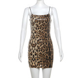 Spring women's clothing fashion sequin leopard straps Bodycon Dress