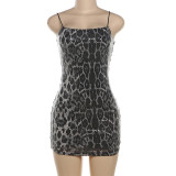Spring women's clothing fashion sequin leopard straps Bodycon Dress