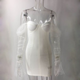 Women's Strapless Mesh Patchwork Bodycon Nightclub Dress