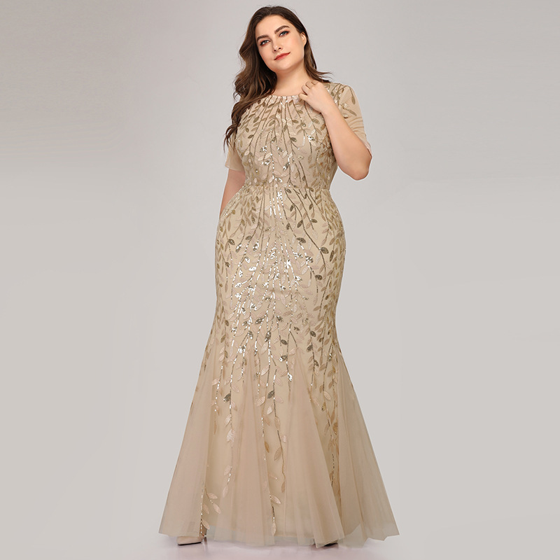 Women Lace Mesh Formal Party Fishtail Evening Dress