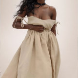 Women Spring elegant sexy Lace-Up Backless suspender dress