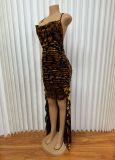 Cross Lace-Up sexy Low Back Pleated irregular dress for women