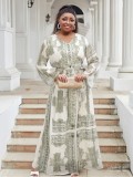 Plus Size women's clothing elegant loose Casual pleated chiffon long dress for women