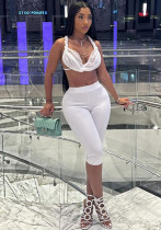 Fashionable and sexy Halter Neck Bra Top knee-length shorts sexy two piece set Fashionable and sexy Halter Neck Bra Top knee-length shorts sexy two piece set