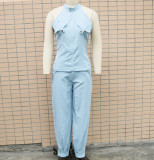 Women Summer Sleeveless Top and Cargo Pants Two-Piece Set