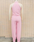 Women Summer Sleeveless Top and Cargo Pants Two-Piece Set