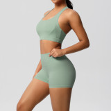 Tight Fitting yoga sports vest shockproof bra Butt Lift shorts running fitness yoga clothes two-piece set