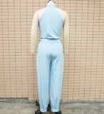 Women Summer Sleeveless Top and Cargo Pants Two-Piece Set