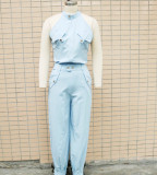 Women Summer Sleeveless Top and Cargo Pants Two-Piece Set