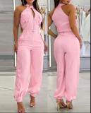 Women Summer Sleeveless Top and Cargo Pants Two-Piece Set