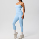 Tight Fitting yoga vest sports Casual outdoor running fitness Leggings yoga clothes two-piece set women