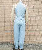 Women Summer Sleeveless Top and Cargo Pants Two-Piece Set