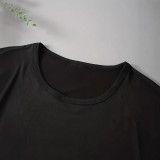 Plus Size Women Floral Print Short Sleeve Round Neck T-Shirt