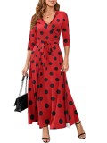 Women Sexy Printed V Neck Dress