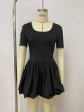 Women Short Sleeve Sexy Flower Bud Strap Dress