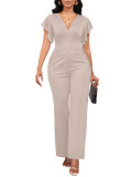 Women Sexy Solid V Neck Women Jumpsuit