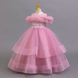 Girls' Floral Puff Tulle Princess Dress