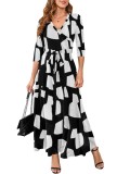 Women Sexy Printed V Neck Dress